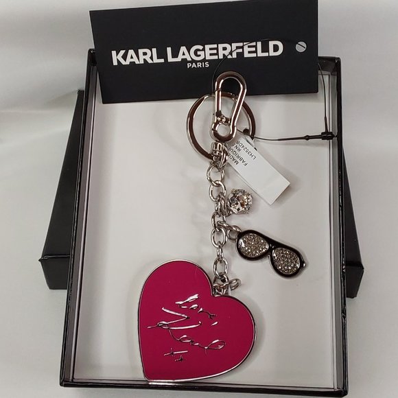 Karl Lagerfeld Accessories - 'KARL LAGERFELD' TRIO CHARM HEART LOGO KEYCHAIN